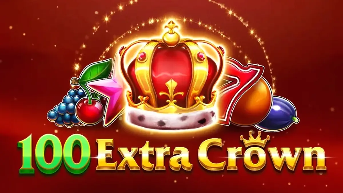 Tampilan visual mesin slot 100 Extra Crown dengan simbol buah dan mahkota